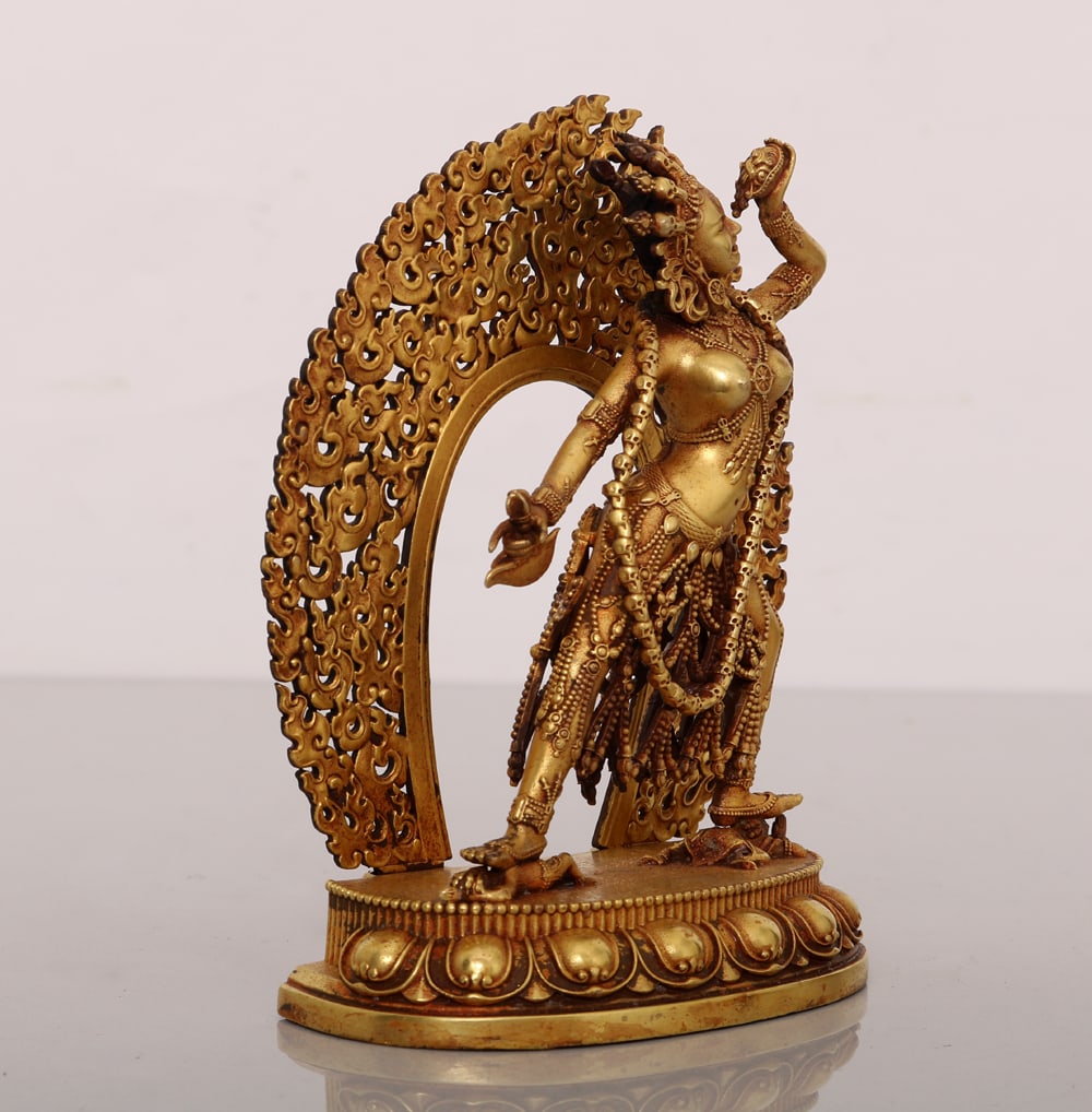 Old Gilt Gold Copper Statue - 4
