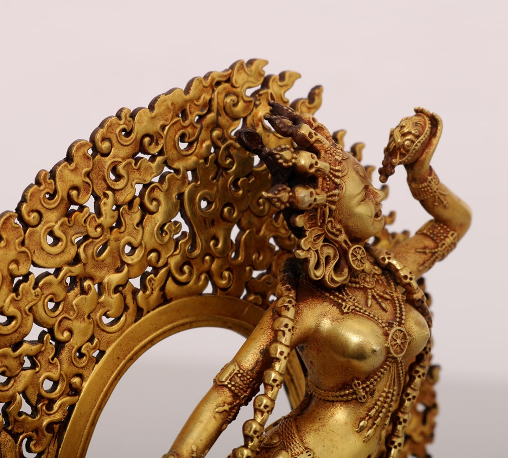Old Gilt Gold Copper Statue - 7