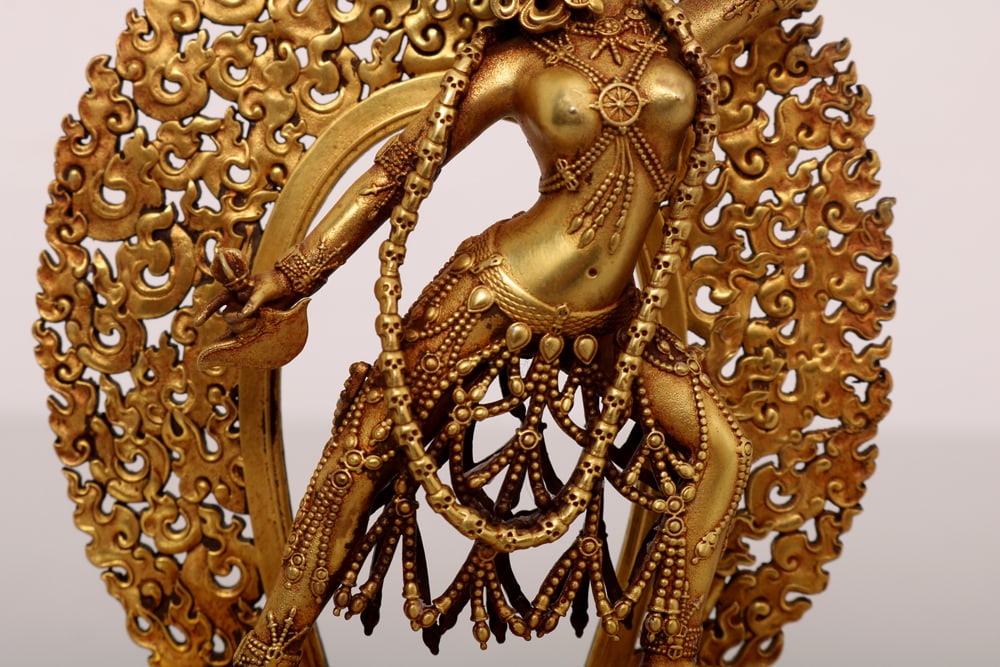 Old Gilt Gold Copper Statue - 8