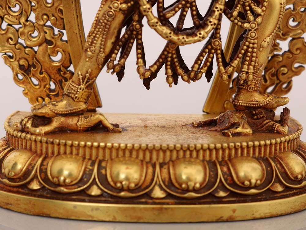 Old Gilt Gold Copper Statue - 9
