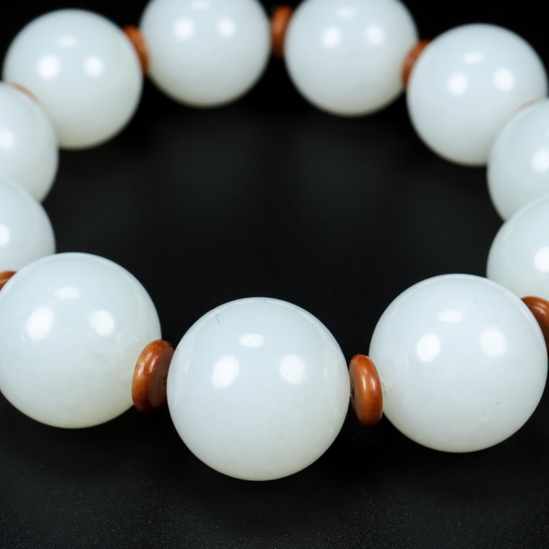 Hand Woven Natural White Hetian Jade Beads Bracelet - 2