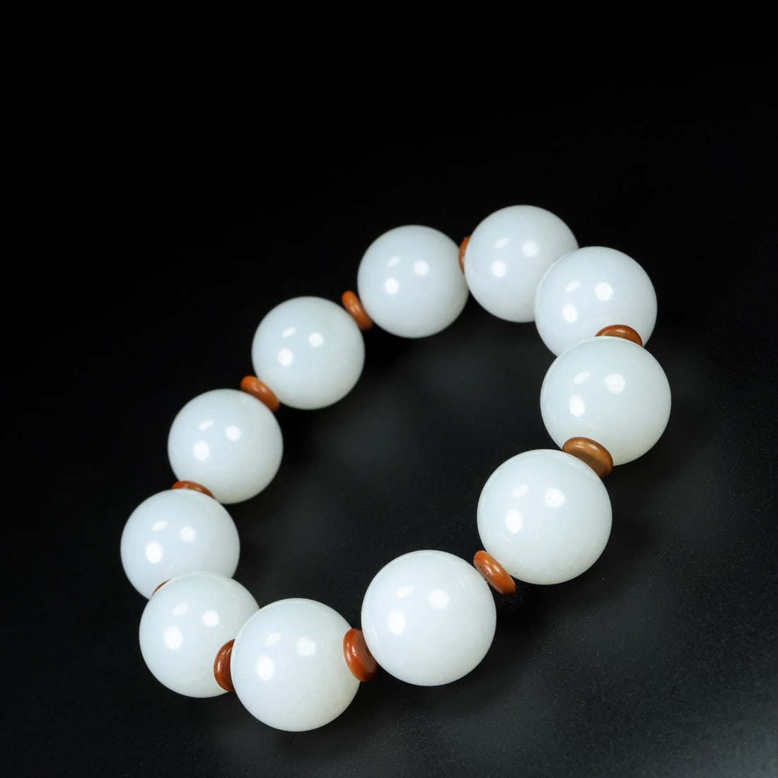 Hand Woven Natural White Hetian Jade Beads Bracelet - 3