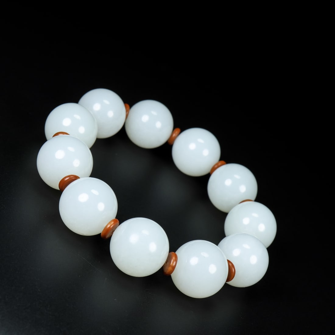 Hand Woven Natural White Hetian Jade Beads Bracelet - 4
