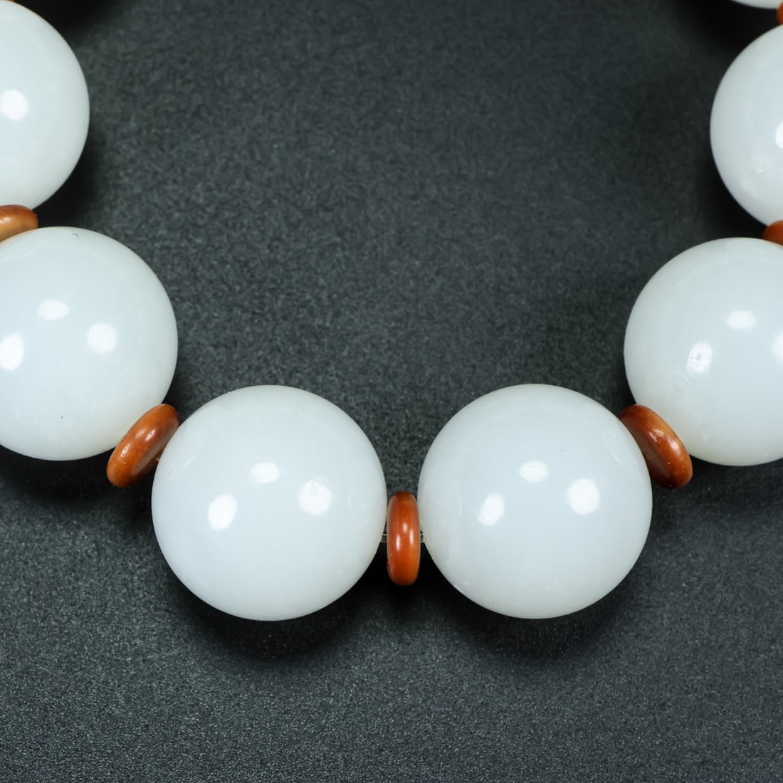 Hand Woven Natural White Hetian Jade Beads Bracelet - 5