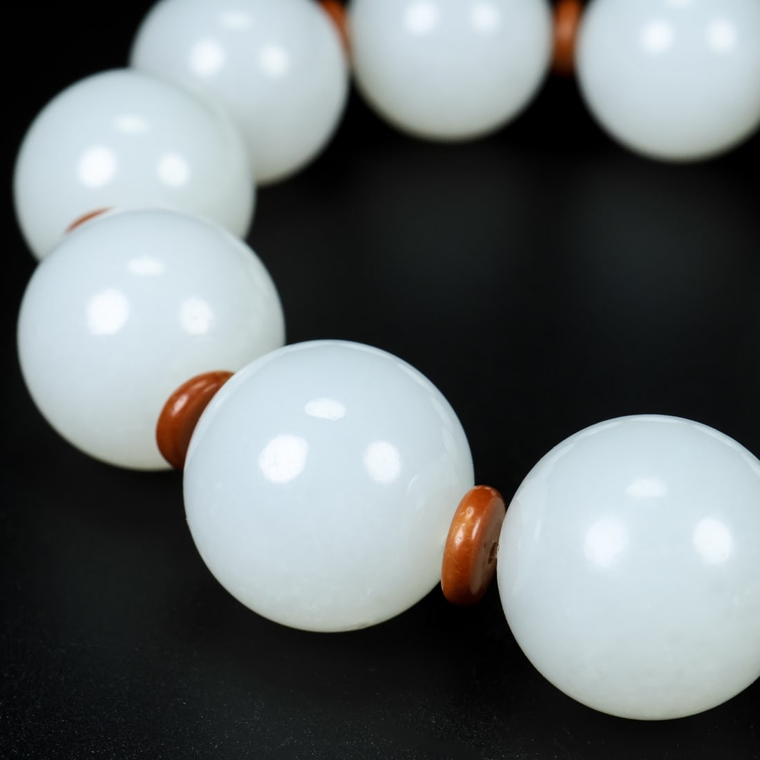 Hand Woven Natural White Hetian Jade Beads Bracelet - 6