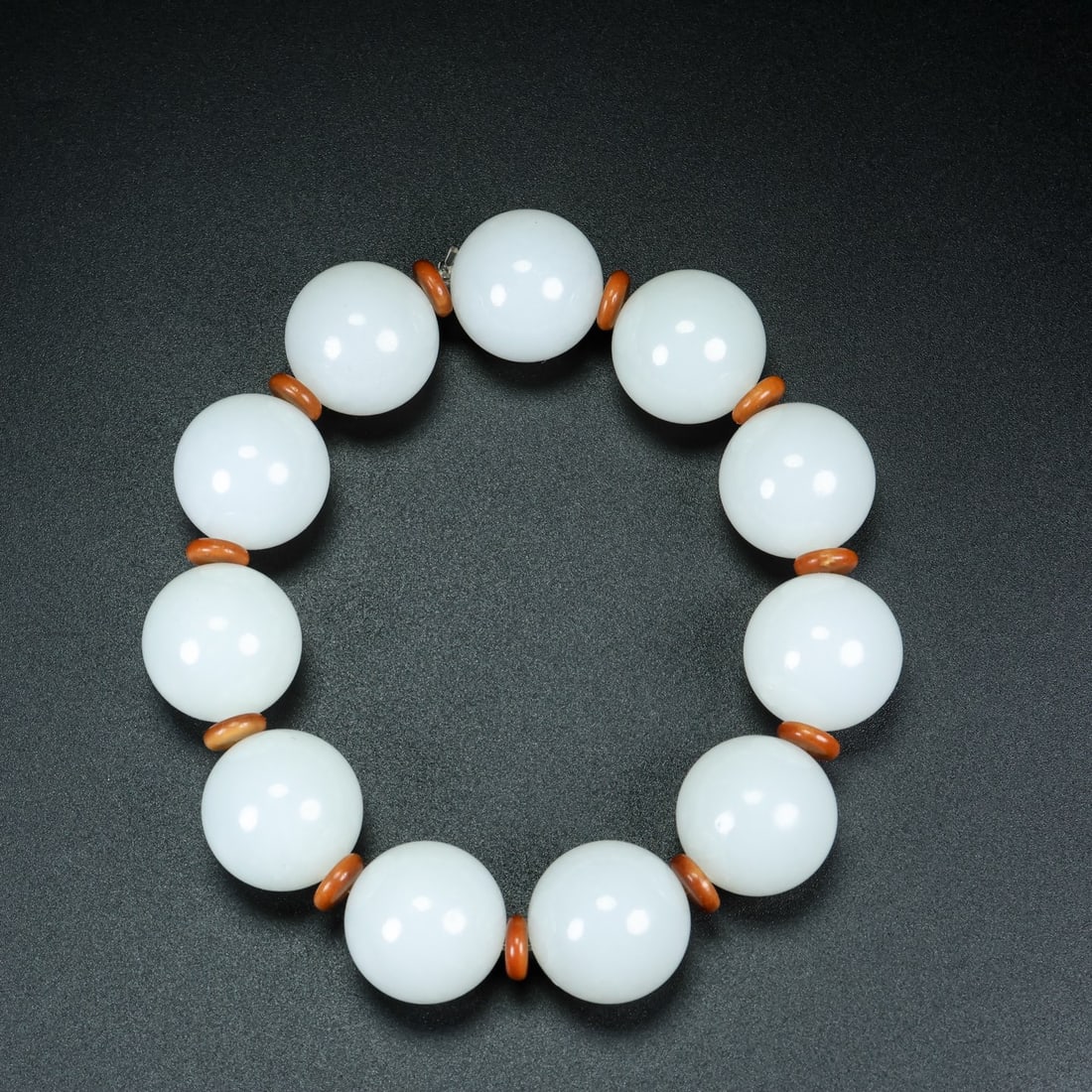 Hand Woven Natural White Hetian Jade Beads Bracelet - 7