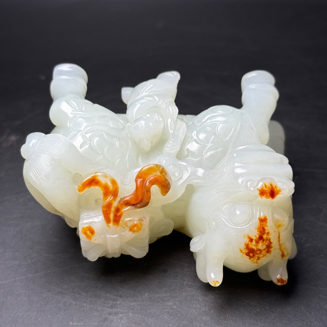 Natural Hetian Jade Hand-Carved Statue w Fortune Kylin - 7
