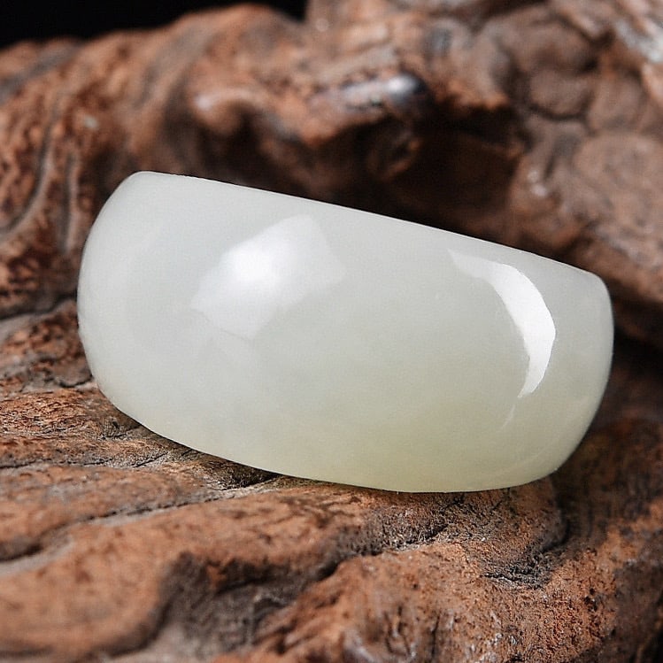 Natural Hetian Jade Hand-Carved Thumb Ring - 4