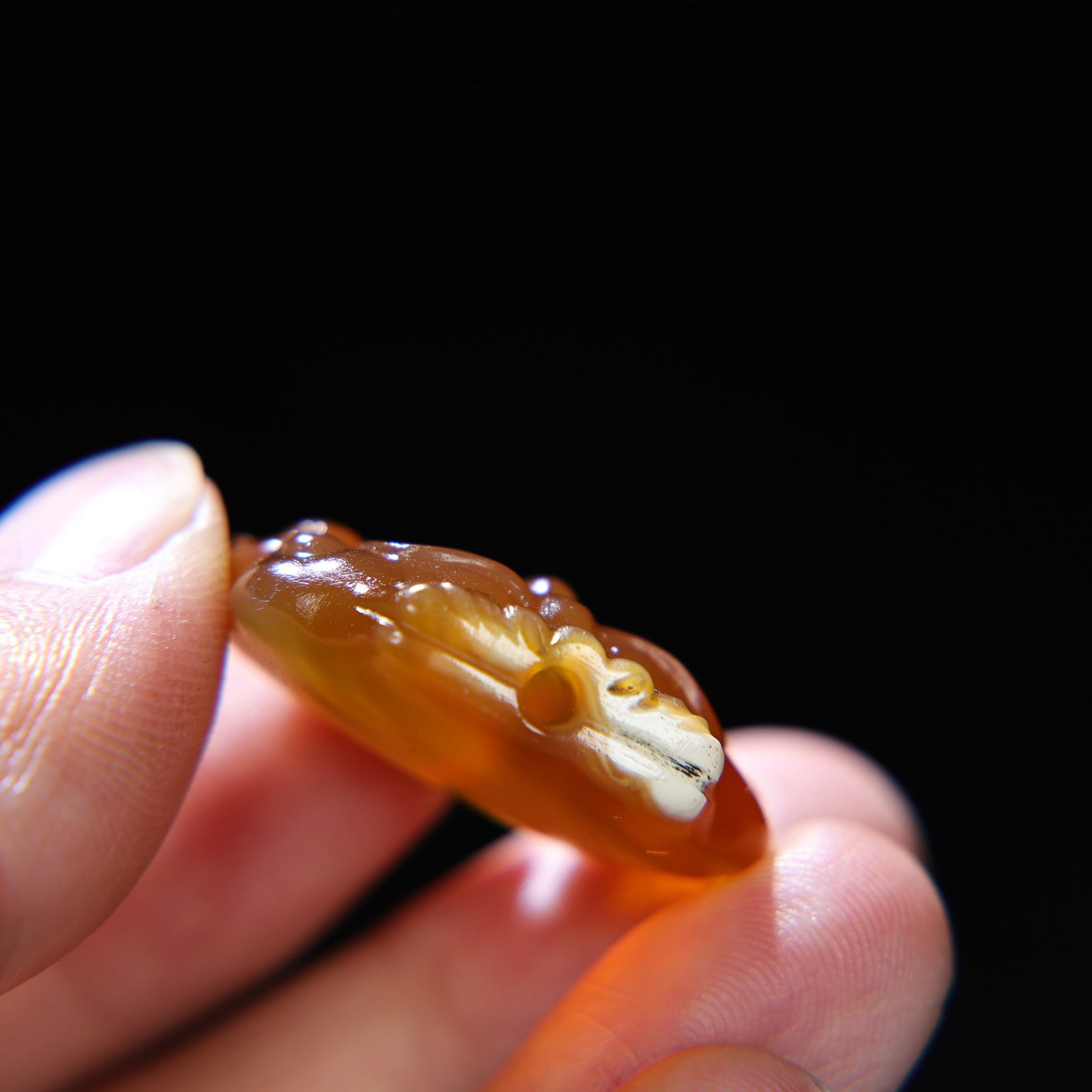 Agate Hand-Carved Pendant w Tiger - 2
