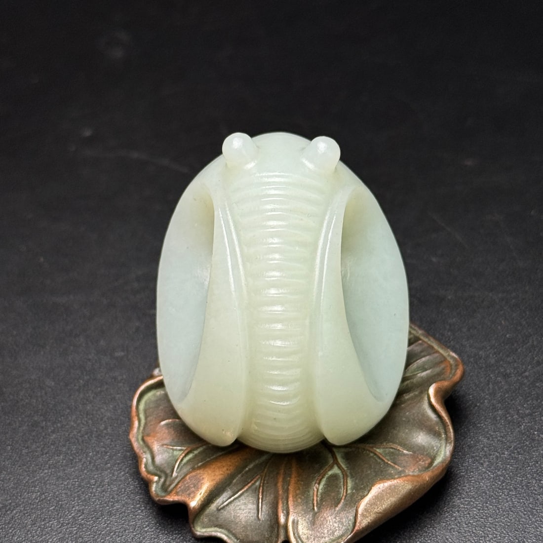 Natural Hetian Jade Hand-Carved Thumb Ring w Cicada (1 of 9)