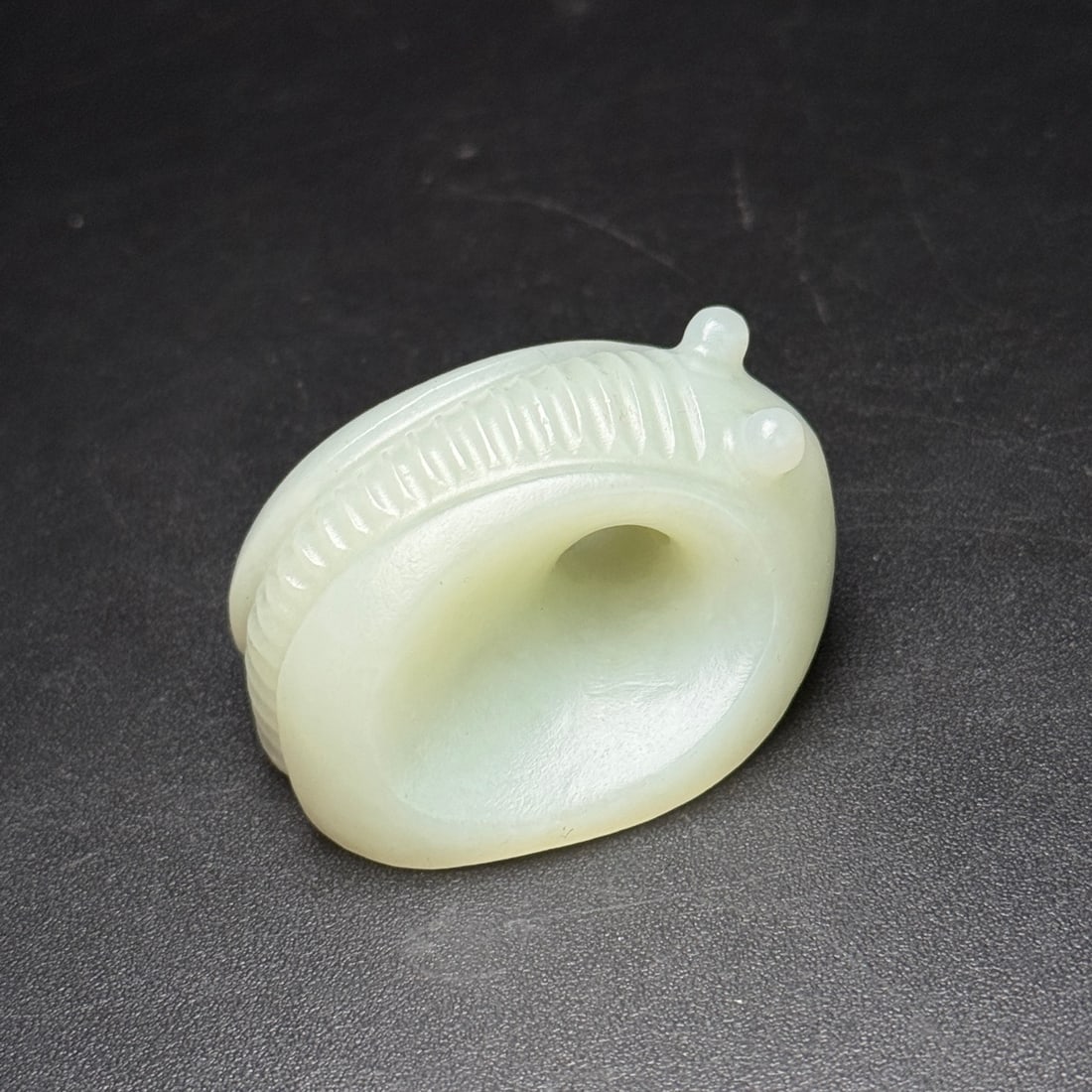 Natural Hetian Jade Hand-Carved Thumb Ring w Cicada - 4