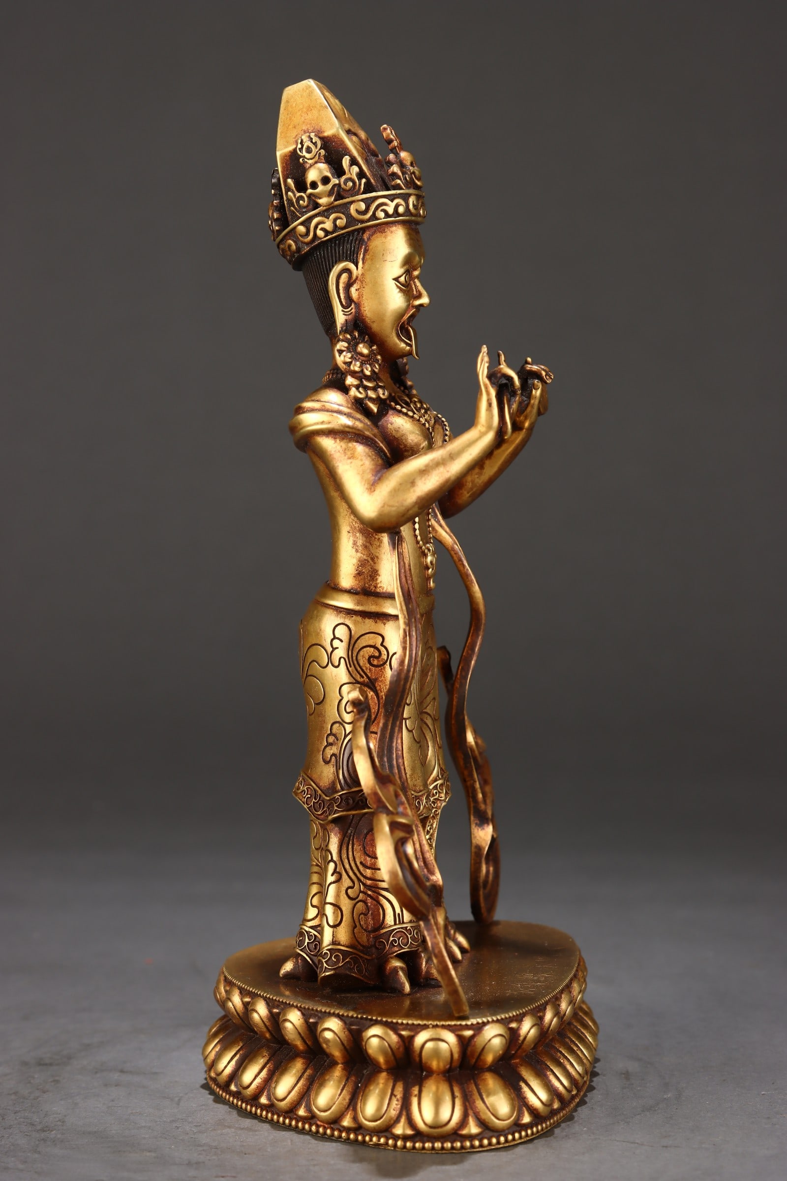 Vintage Gilt Gold Copper Buddha Statue - 2