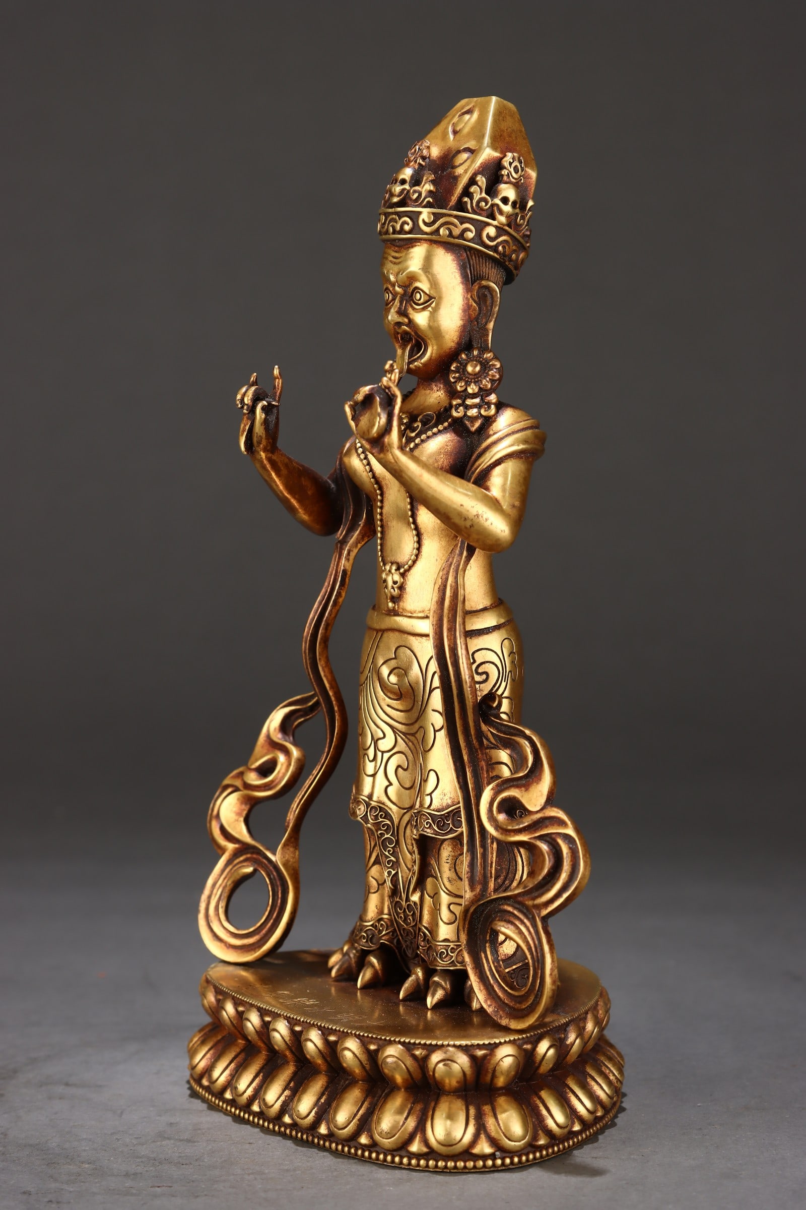 Vintage Gilt Gold Copper Buddha Statue - 3