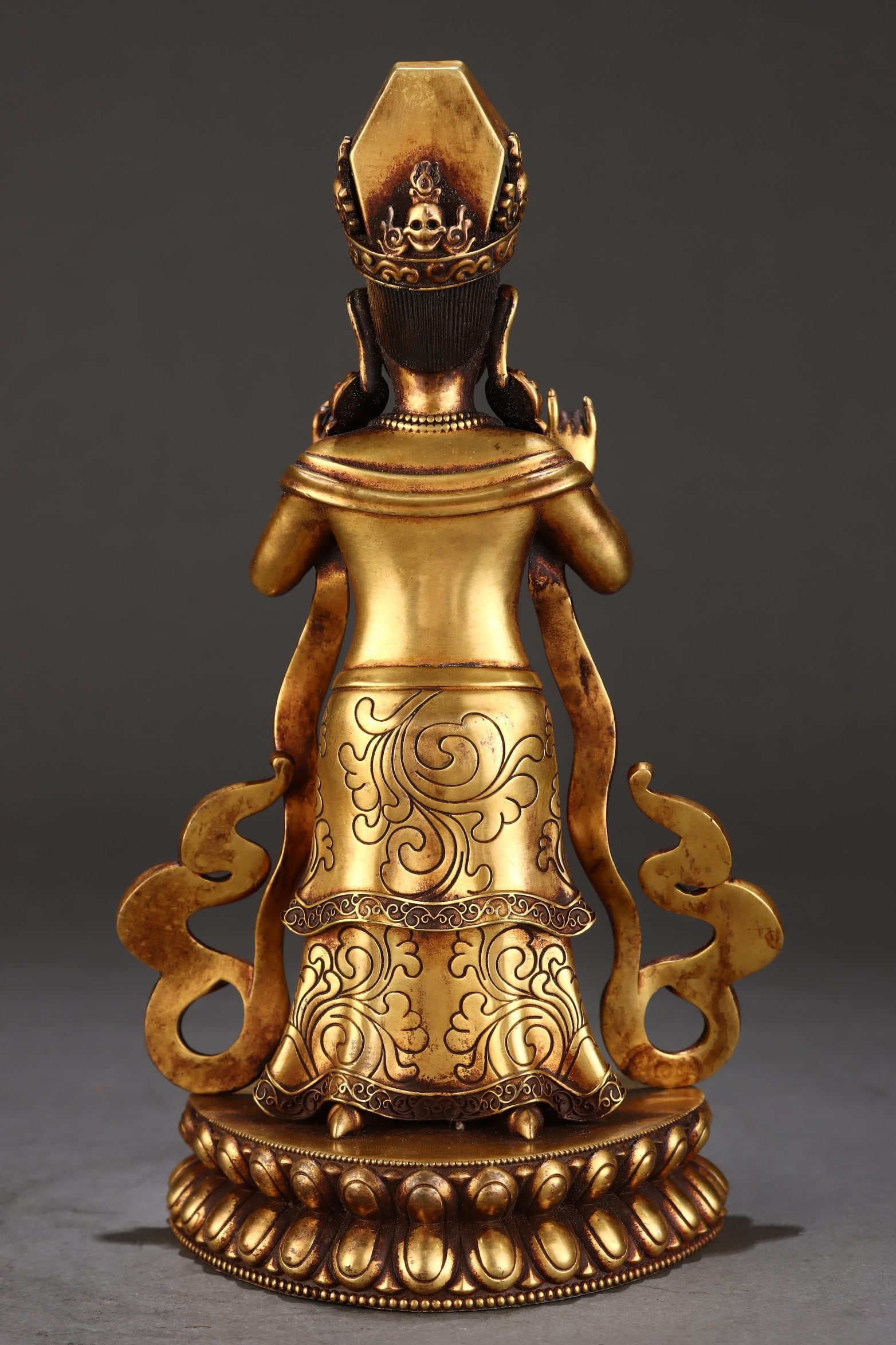 Vintage Gilt Gold Copper Buddha Statue - 4