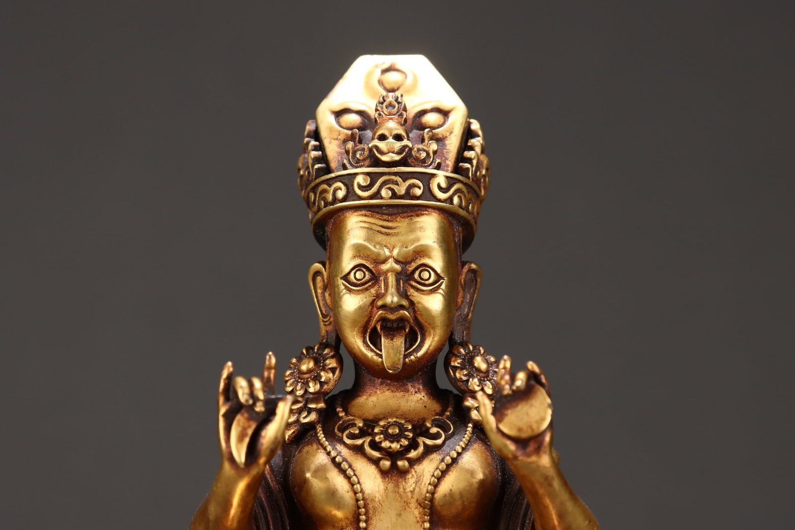 Vintage Gilt Gold Copper Buddha Statue - 5
