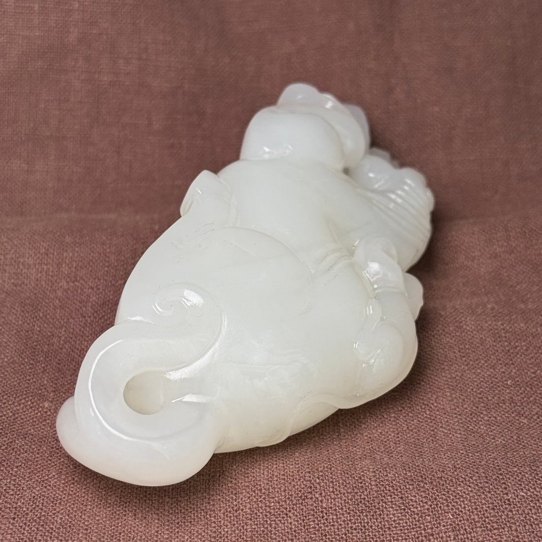 Natural White Hetian Jade Hand-Carved Statue w Horse & Monkey - 5