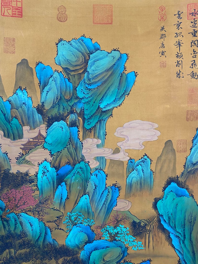 Watercolour On Silk Mountain River Scene Design Painting - Tang Yin - 5