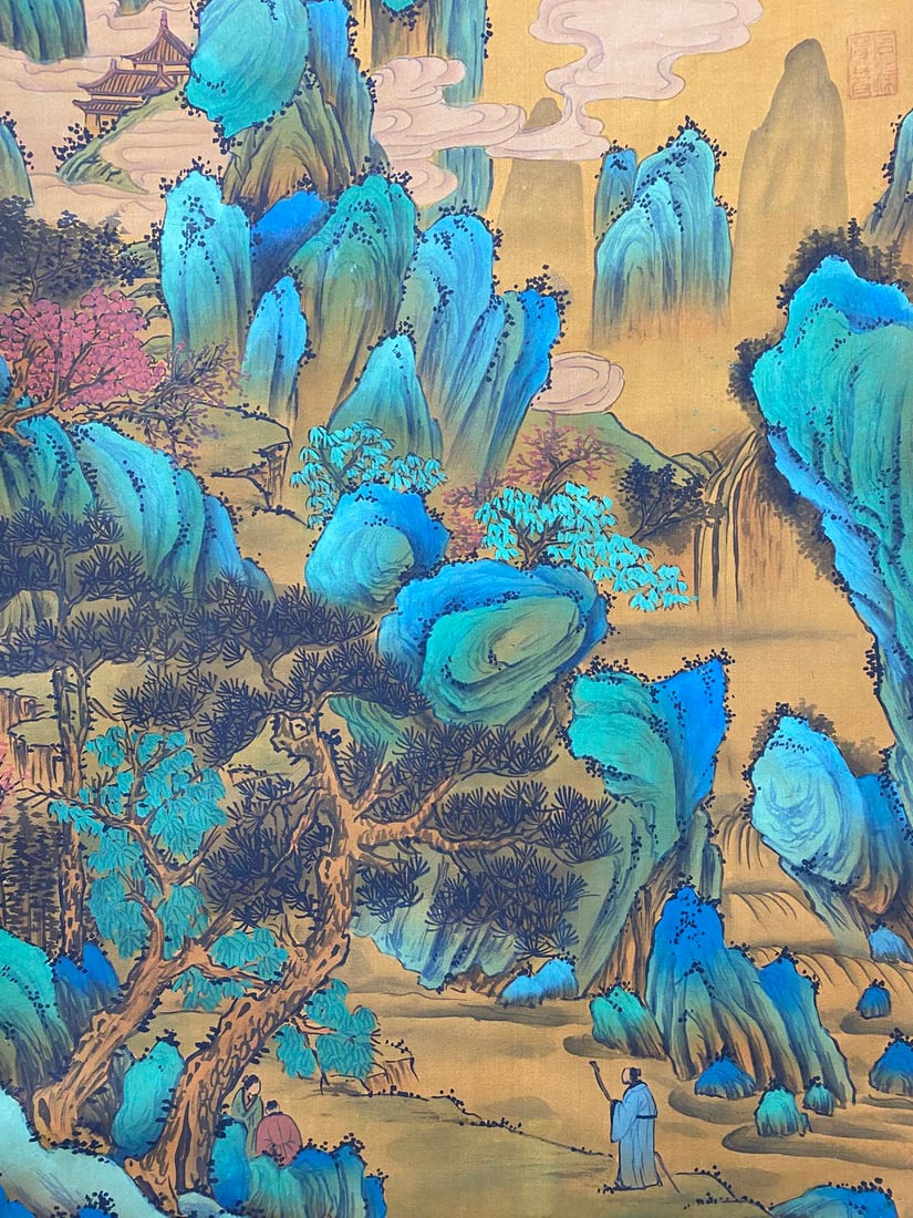 Watercolour On Silk Mountain River Scene Design Painting - Tang Yin - 6