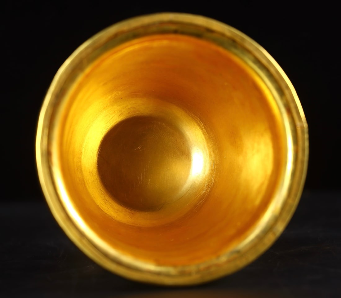 Inlaying Gold Edge Hetian Jade Hand-Carved Dharma-vessel Statue - 9