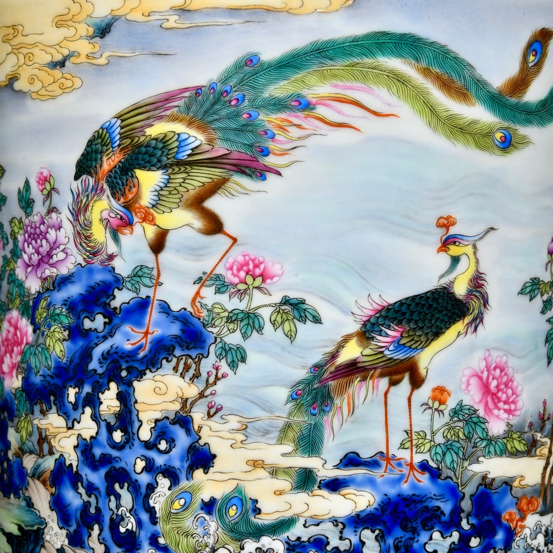 Porcelain Bursh Pot Famille Rose w Phoenix & Peony ,Qing Dynasty Yongzheng Mark - 6