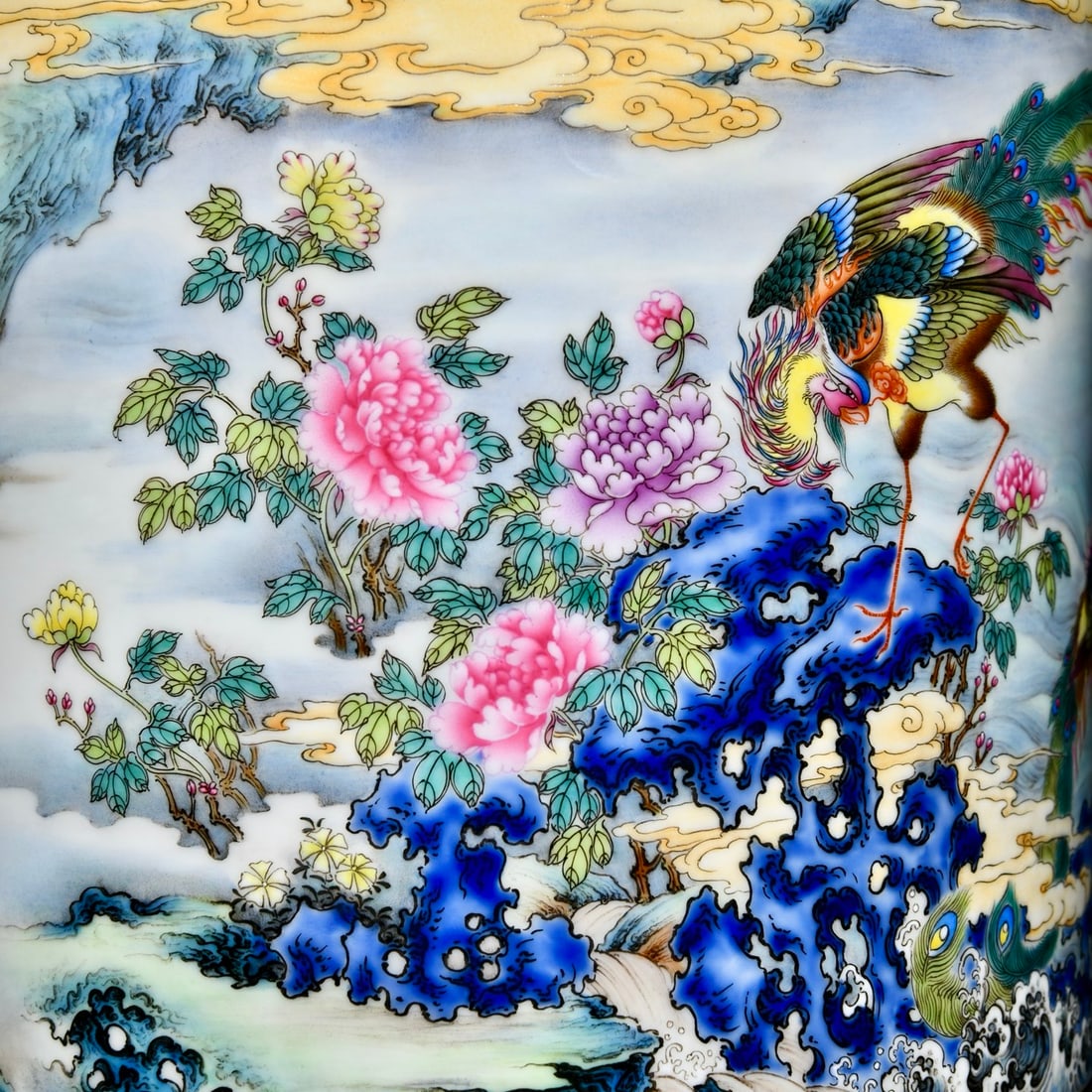Porcelain Bursh Pot Famille Rose w Phoenix & Peony ,Qing Dynasty Yongzheng Mark - 7