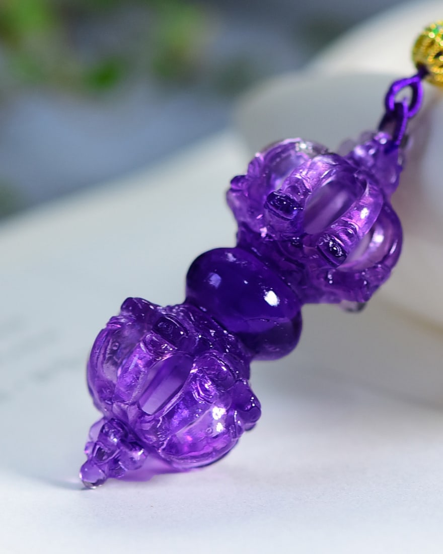 Amethyst Hand-Carved Pendant w Pestle Xiangmo (1 of 6)