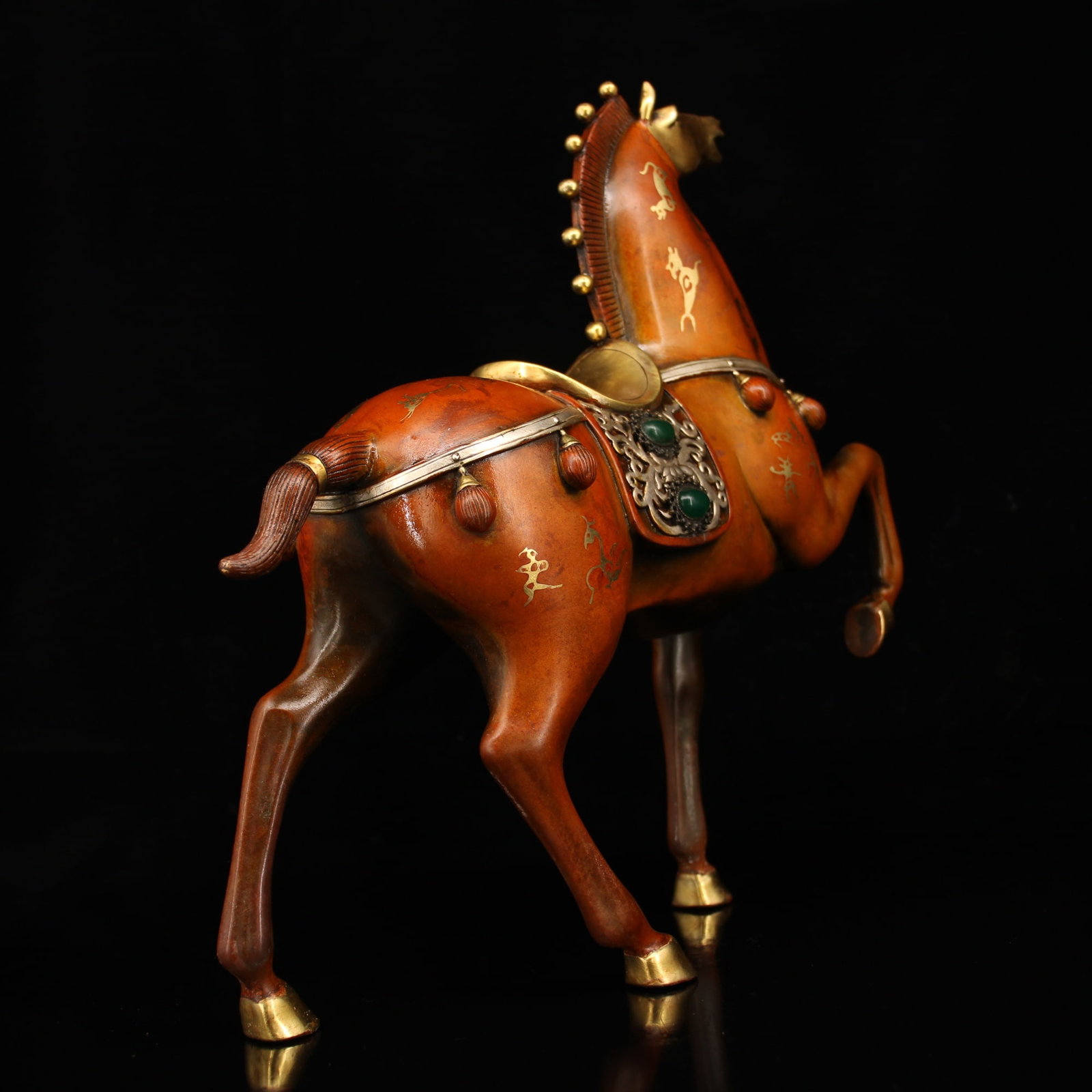 Vintage Gilt Gold Copper Statue w Horse - 5