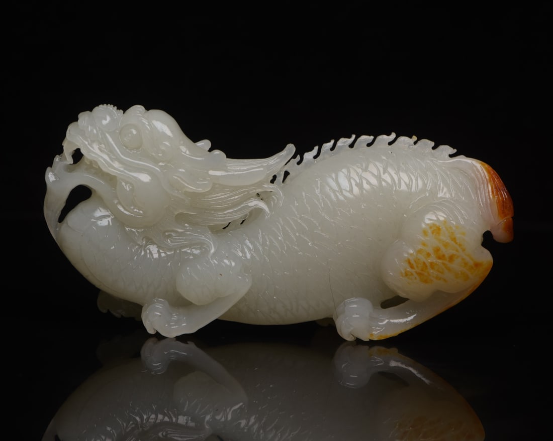Natural Hetian Jade Hand-Carved Statue w Fortune Kylin: Title: Natural Hetian Jade Hand-Carved Statue w Fortune Kylin Origin: Chinese Date/Period: After2000 Materials: Hetian Jade Dimensions: 110 x 53 x 28 (mm) 4.33 x 2.09 x 1.10 (inches) Weight: 0.41 lbs/