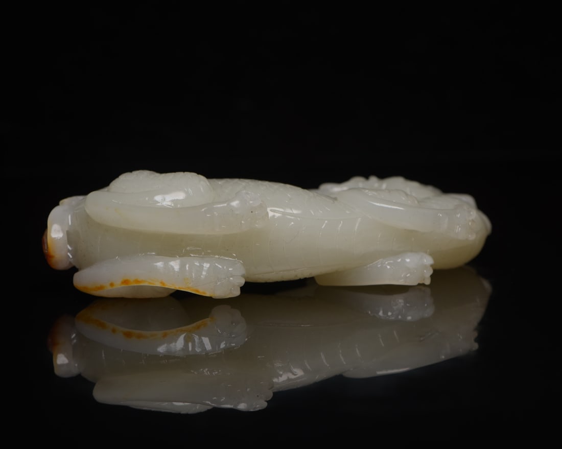 Natural Hetian Jade Hand-Carved Statue w Fortune Kylin - 7