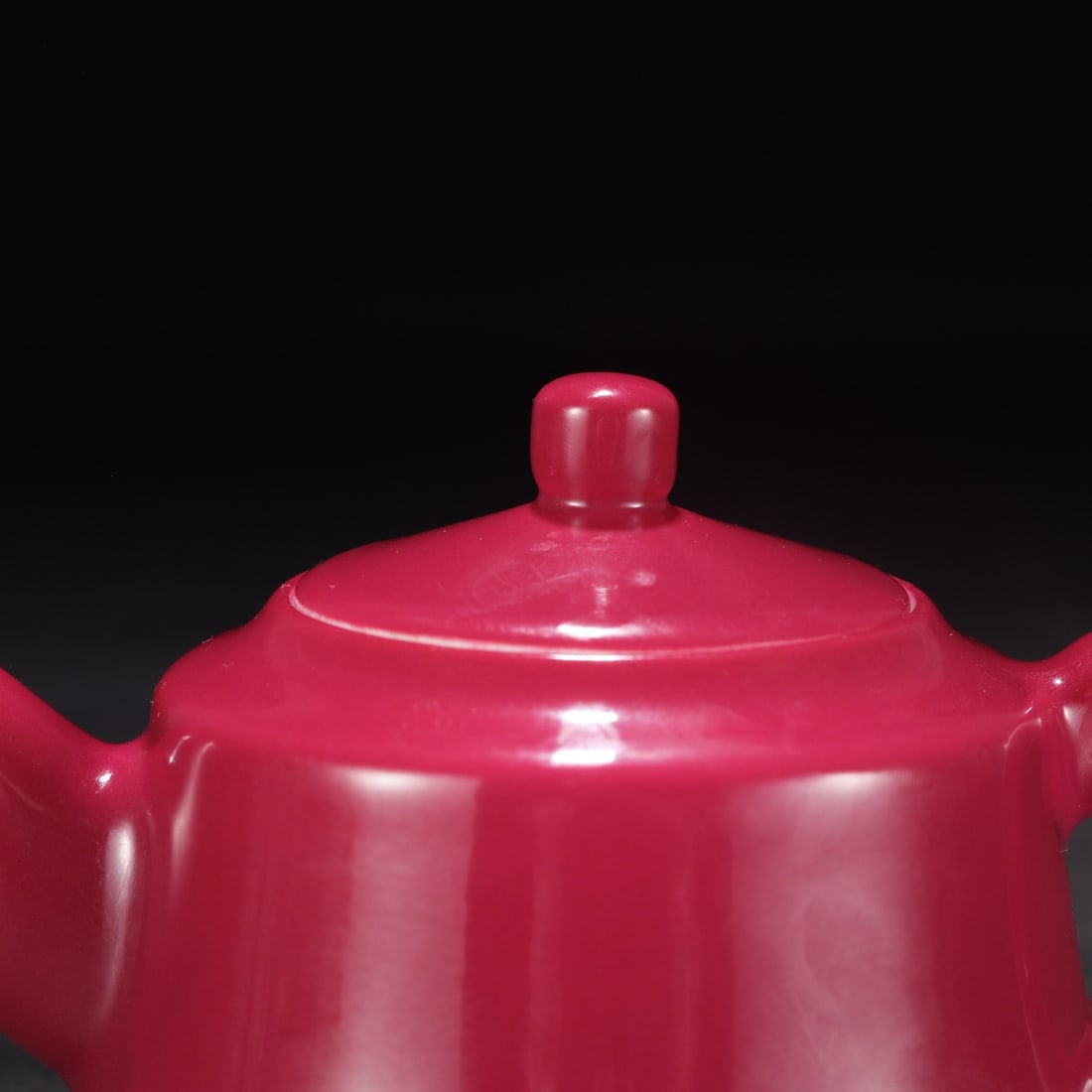 Porcelain Teapot Rouge Red Glaze w Qing Dynasty Yongzheng Mark - 3