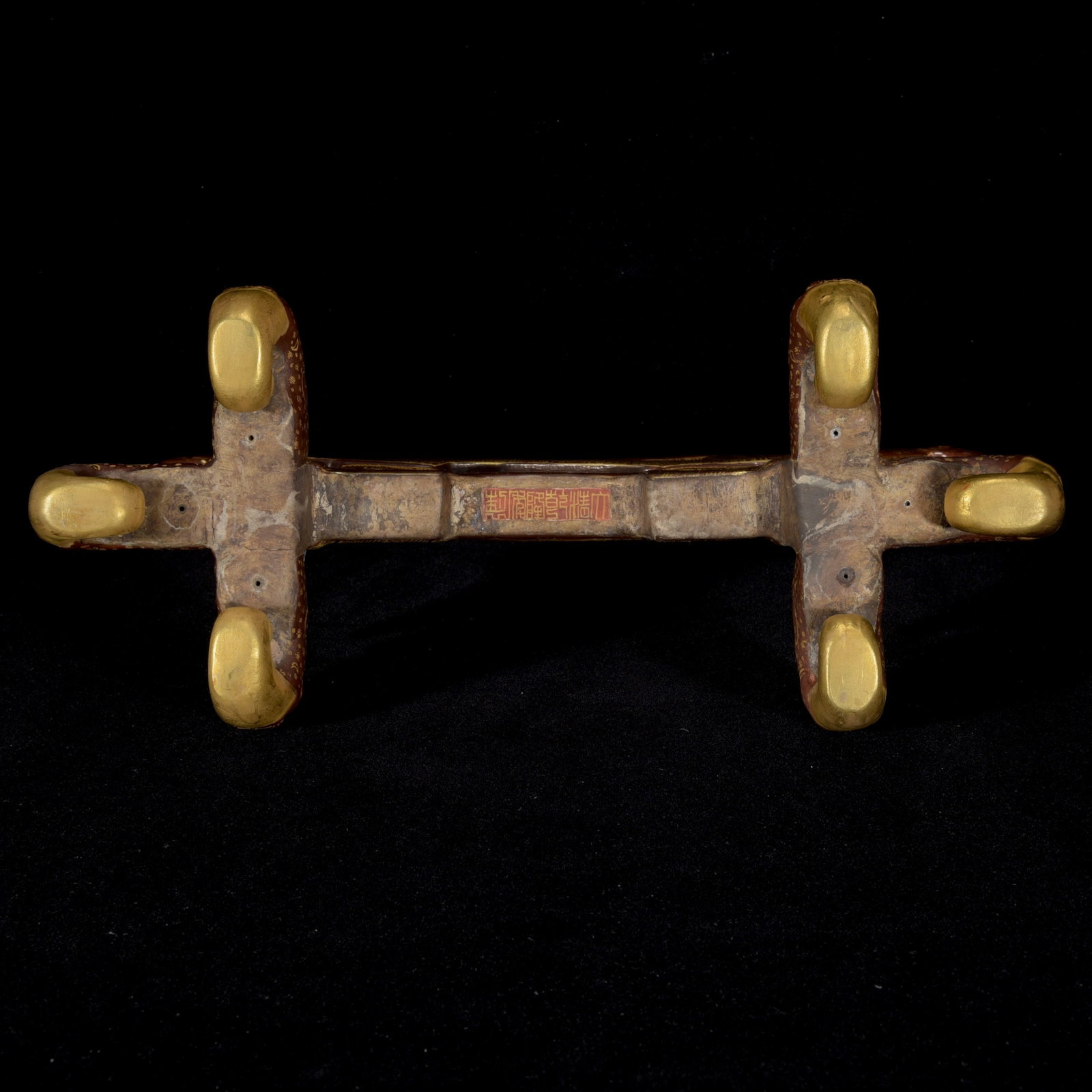 Porcelain Screen Gilt Gold Famille Rose w Pine Tree & Crane ,Qing Dynasty QianLong Mark - 9