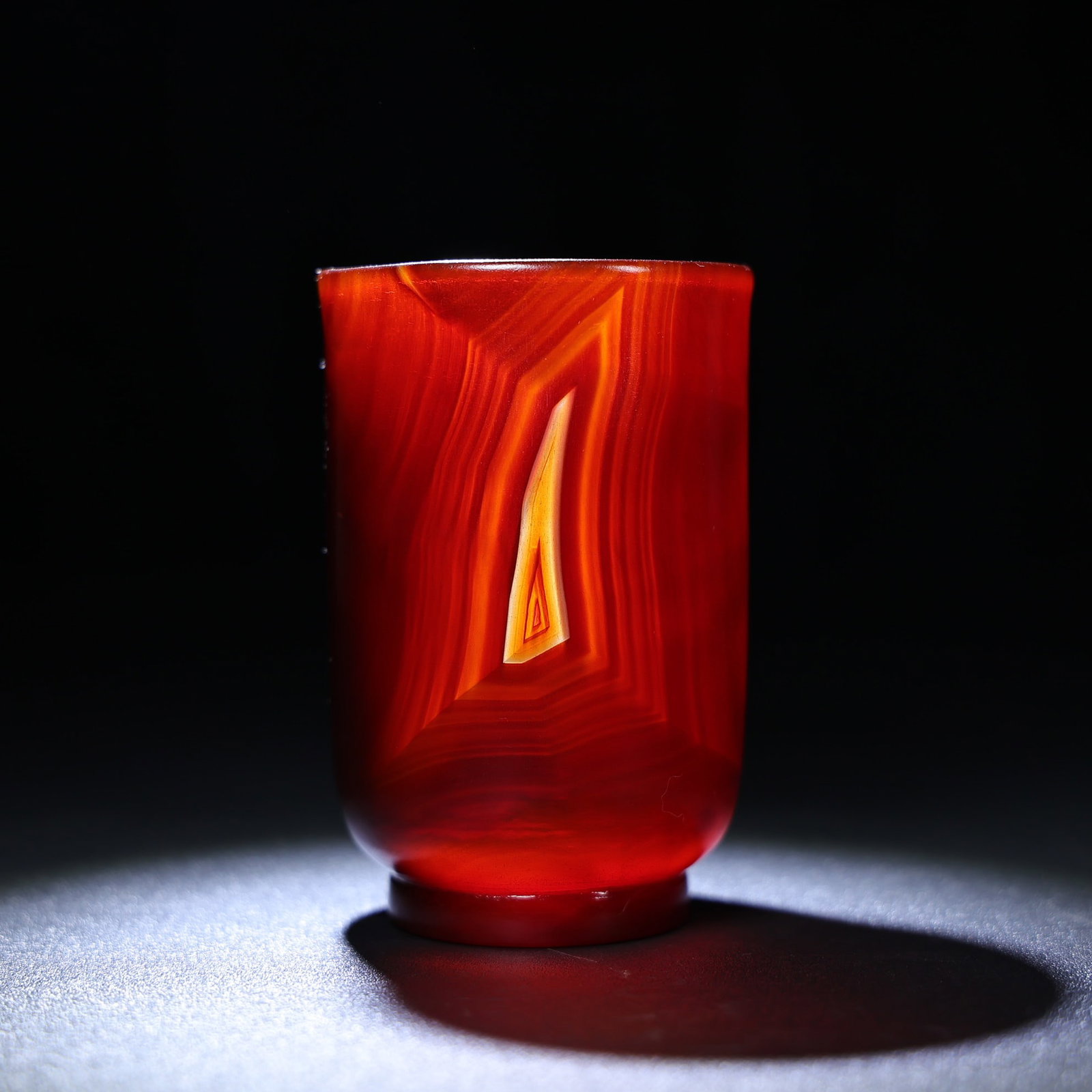 Natural Red Agate Win Cup: Title: Natural Red Agate Win Cup Origin: Chinese Date/Period: After2000 Materials: Red Agate Dimensions: 101 x 67 x 56 (mm) 3.98 x 2.64 x 2.20 (inches) Weight: 0.56 lbs/ 255 g Reserve: $499.00