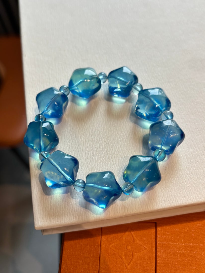 Natural Aquamarine Star Beads Bracelet - 2