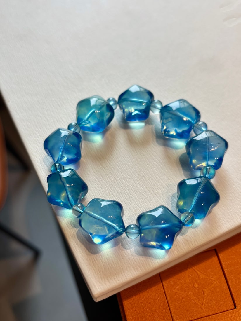 Natural Aquamarine Star Beads Bracelet - 4