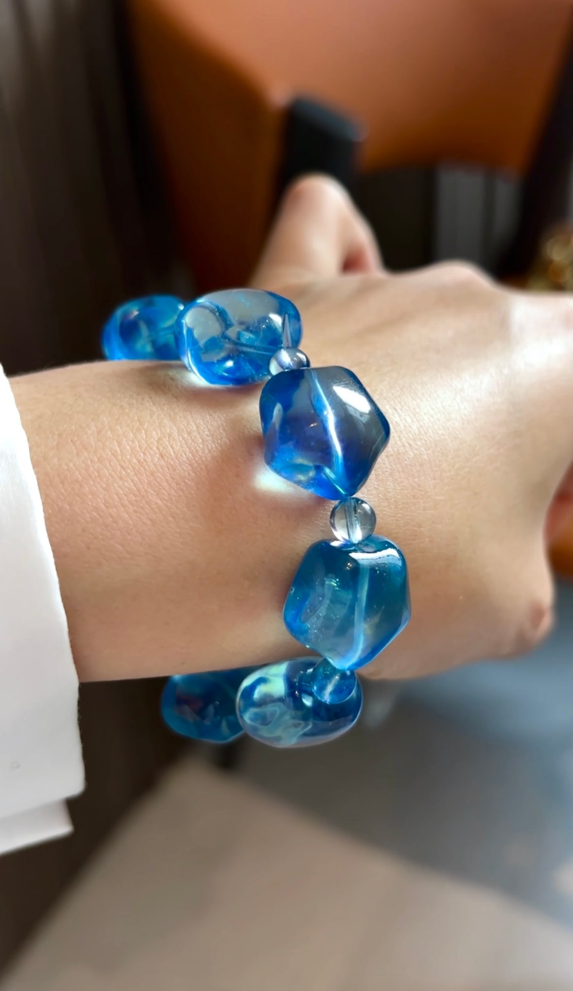 Natural Aquamarine Star Beads Bracelet - 5