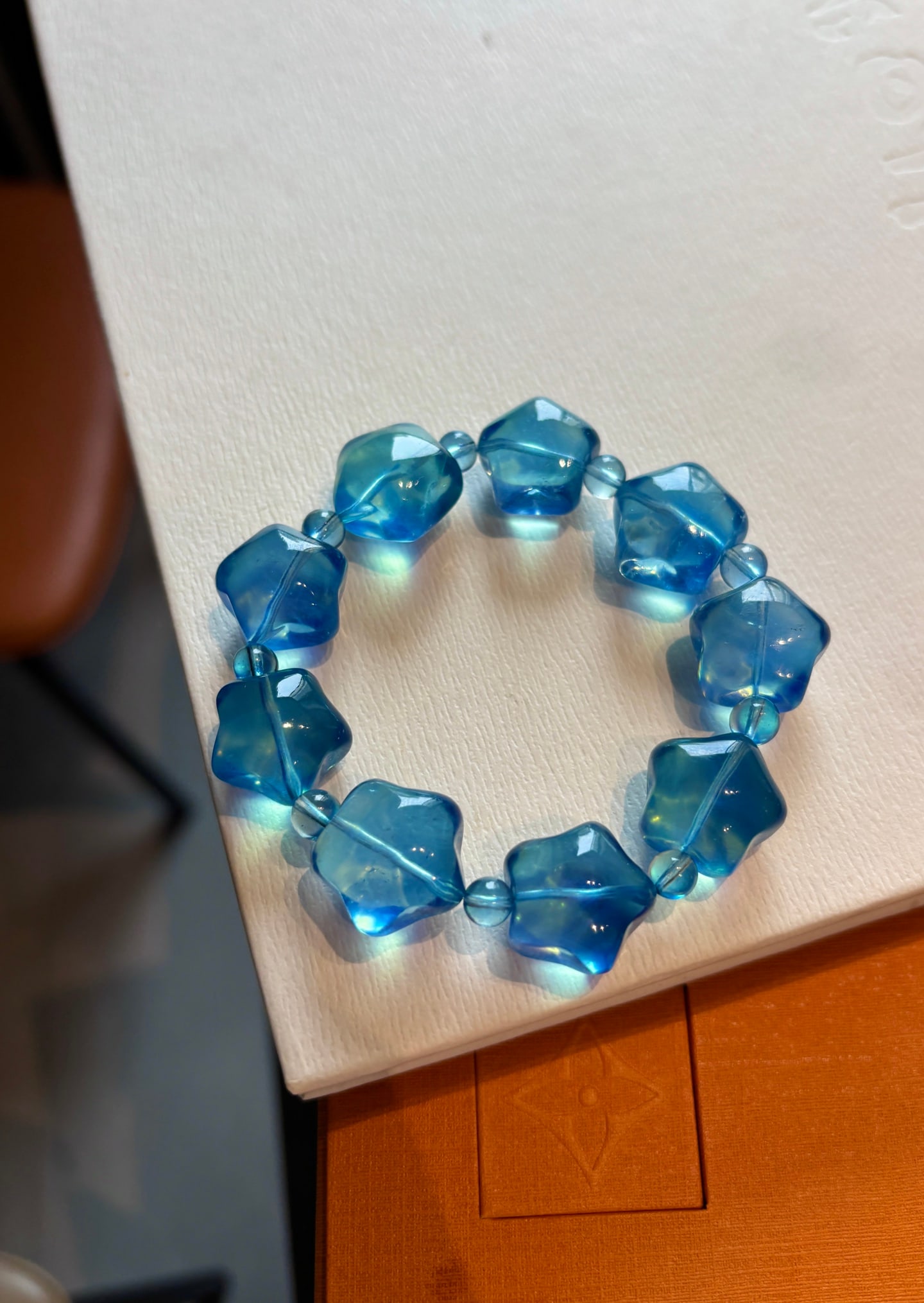 Natural Aquamarine Star Beads Bracelet - 6