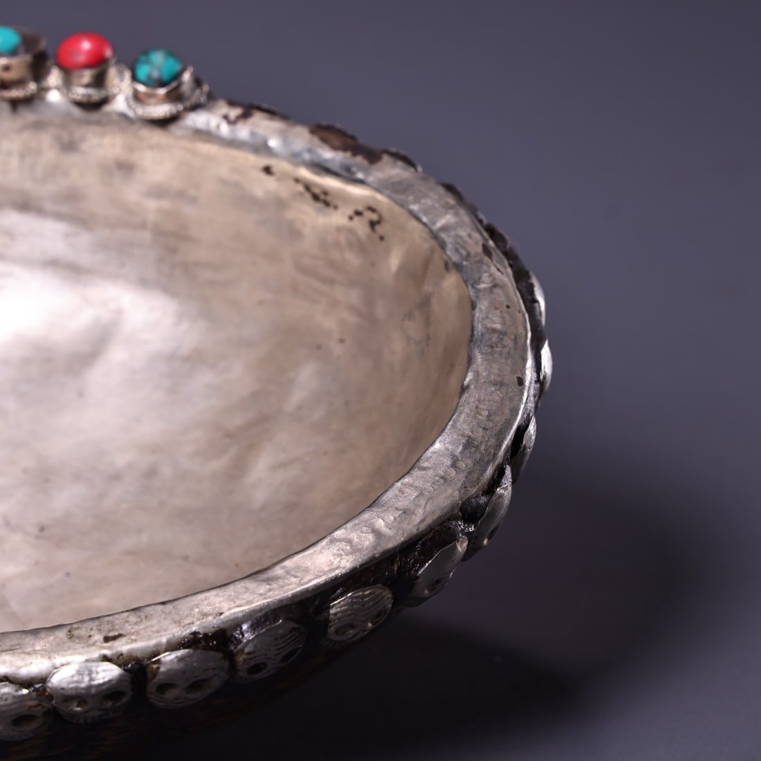 Tibetan Buddhism Pure Silver & Gabbra Bone Bowl - 8