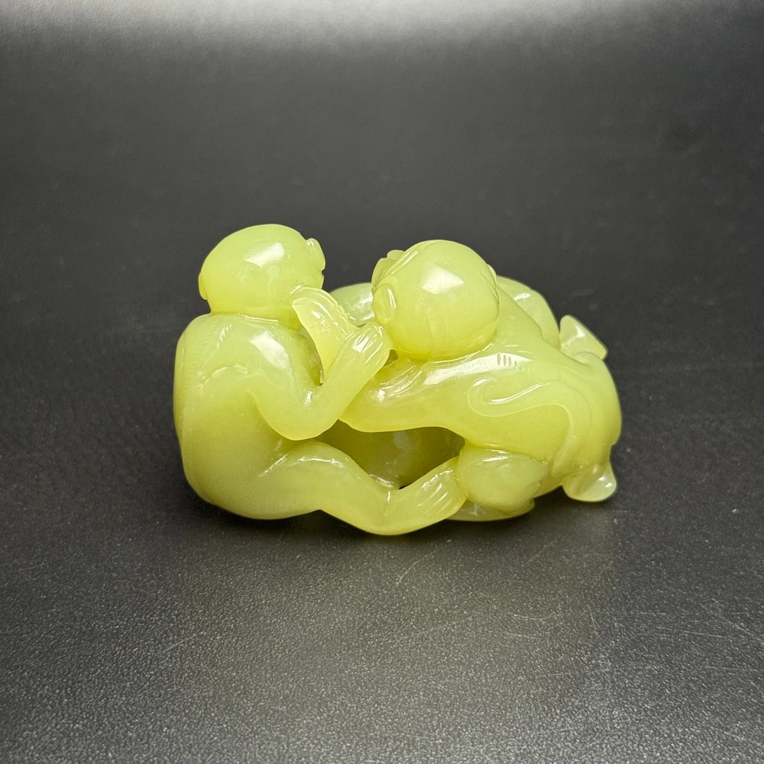 Natural Hetian Jade Hand-Carved Pendant w Monkey - 2