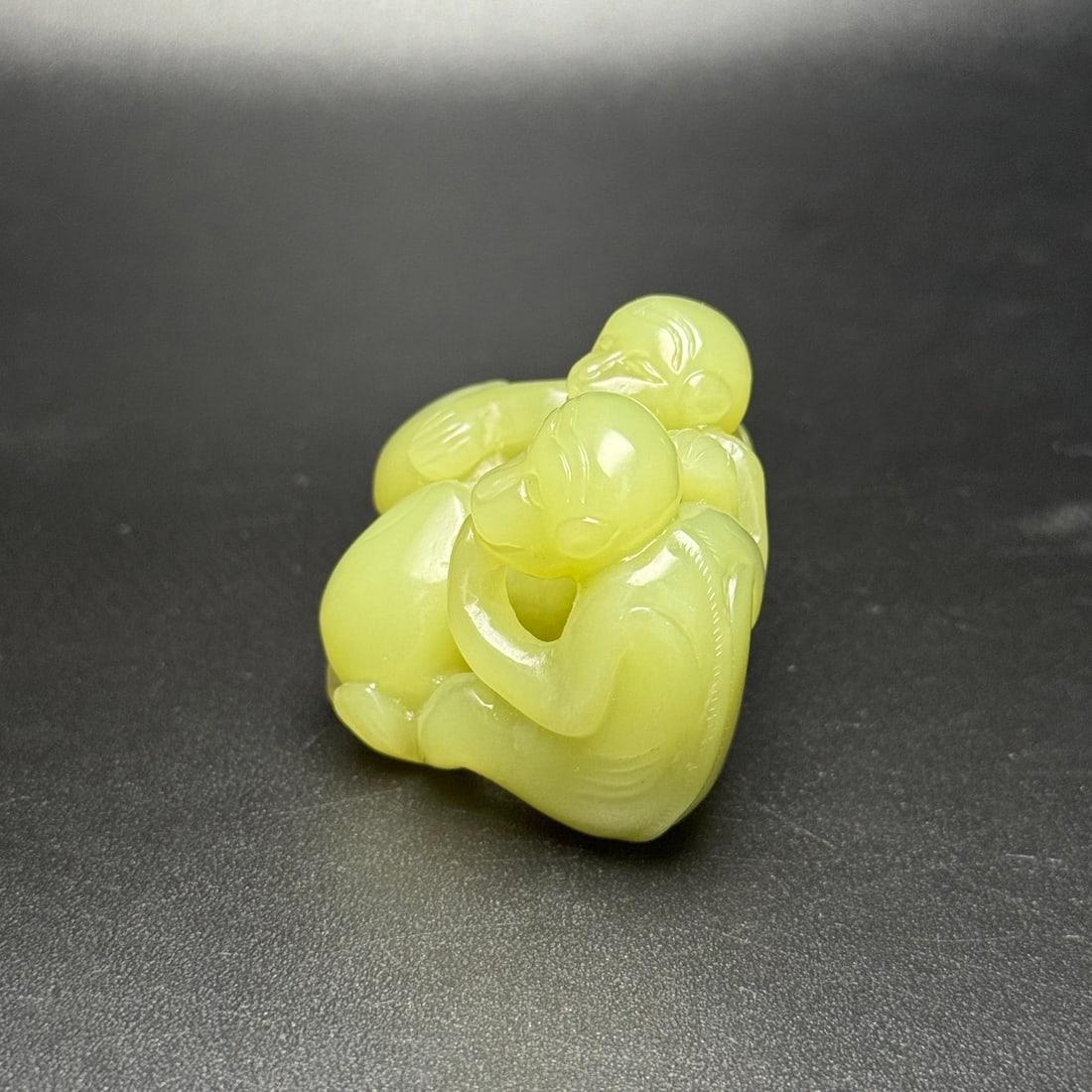Natural Hetian Jade Hand-Carved Pendant w Monkey - 4