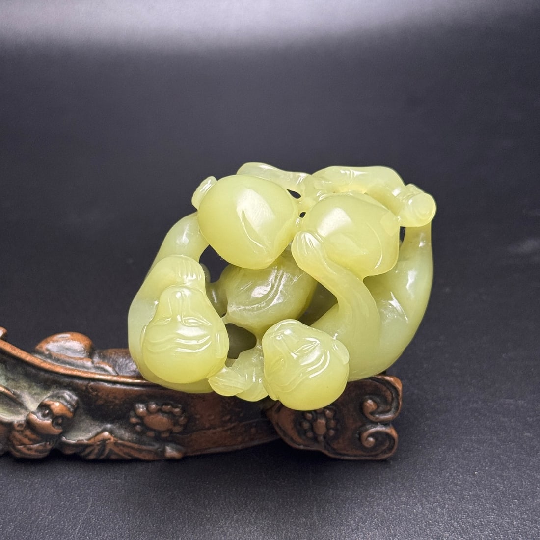 Natural Hetian Jade Hand-Carved Pendant w Monkey - 5