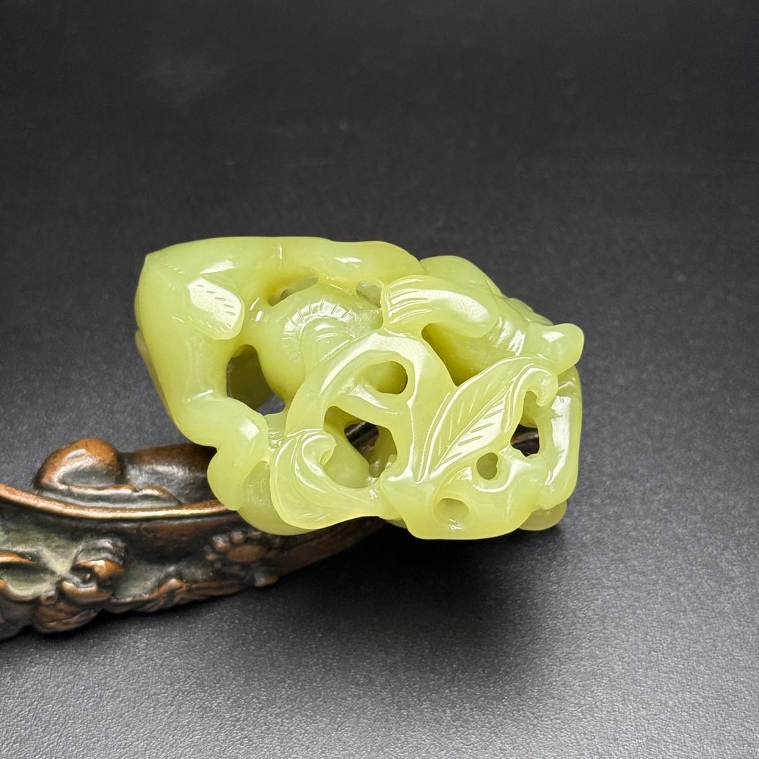 Natural Hetian Jade Hand-Carved Pendant w Monkey - 6