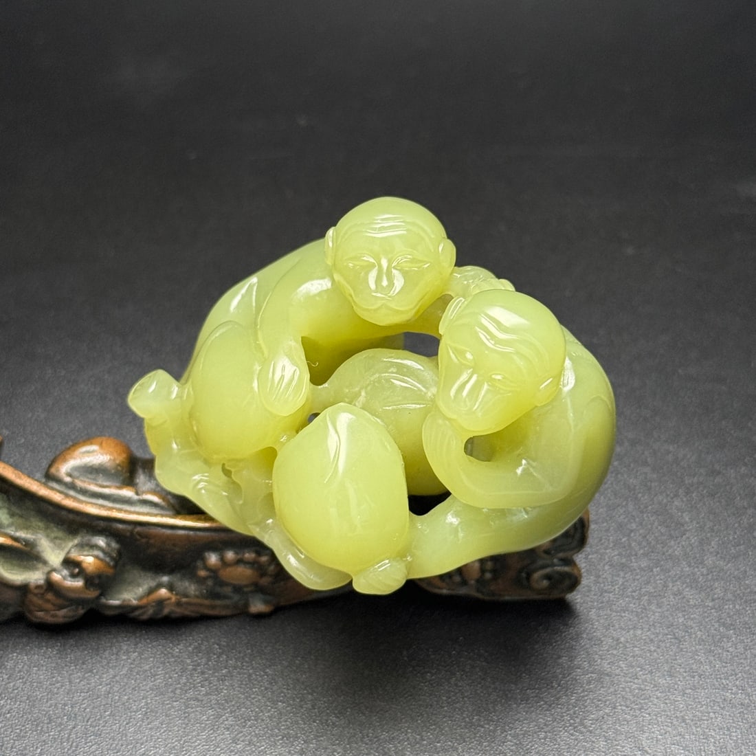 Natural Hetian Jade Hand-Carved Pendant w Monkey - 7