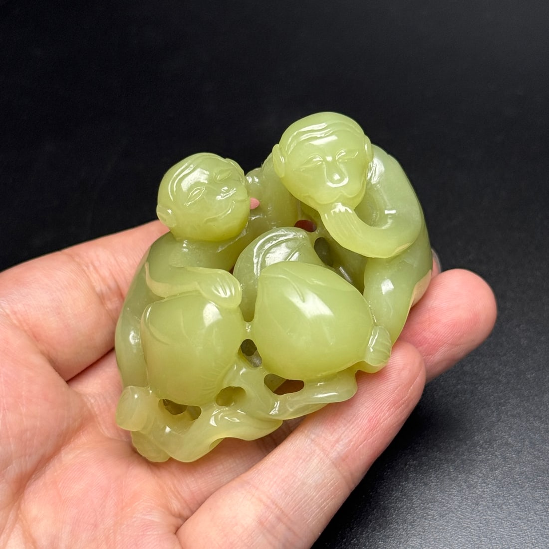 Natural Hetian Jade Hand-Carved Pendant w Monkey - 8