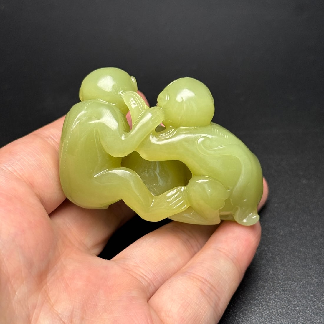 Natural Hetian Jade Hand-Carved Pendant w Monkey - 9
