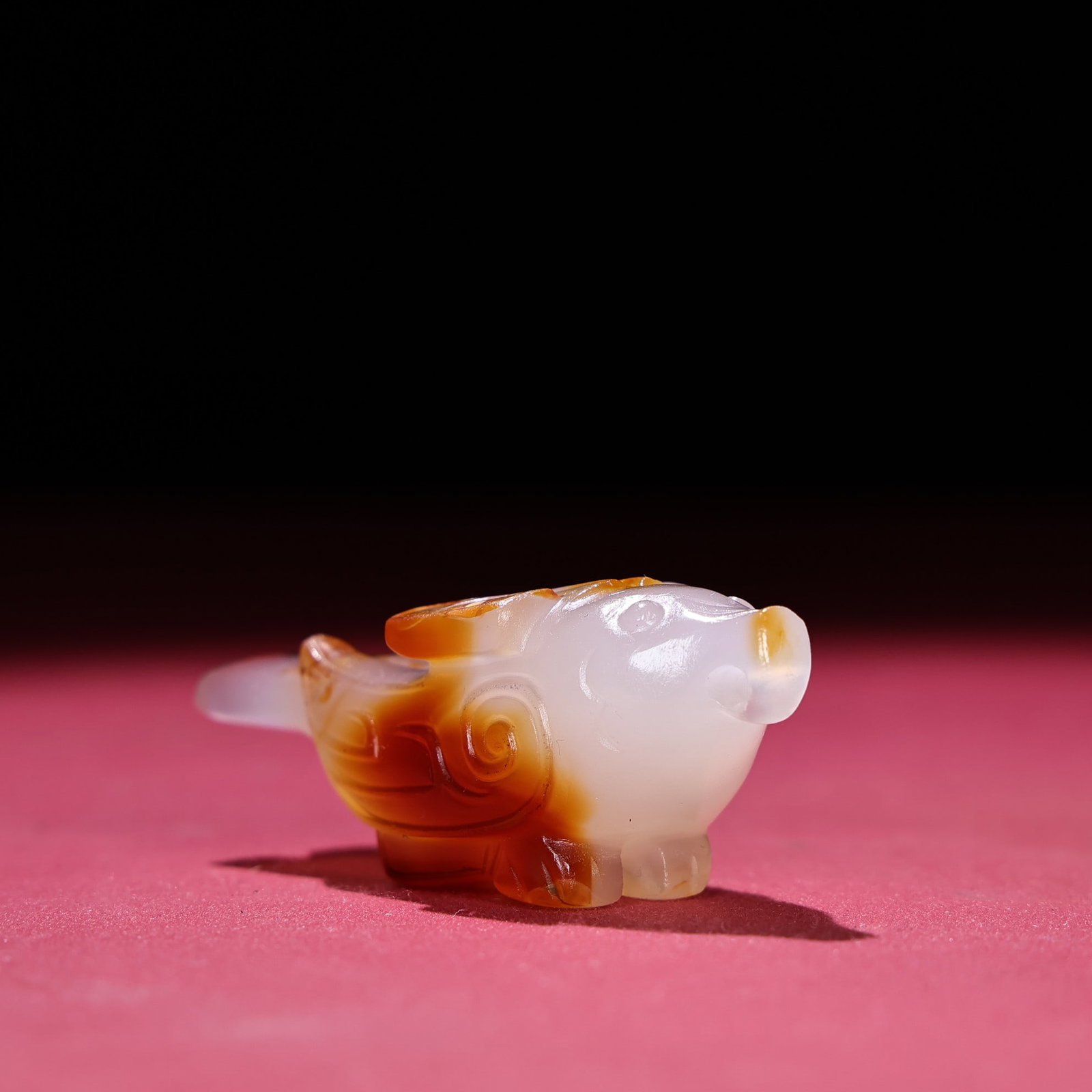 Agate Hand-Carved Pendant w Bird - 3