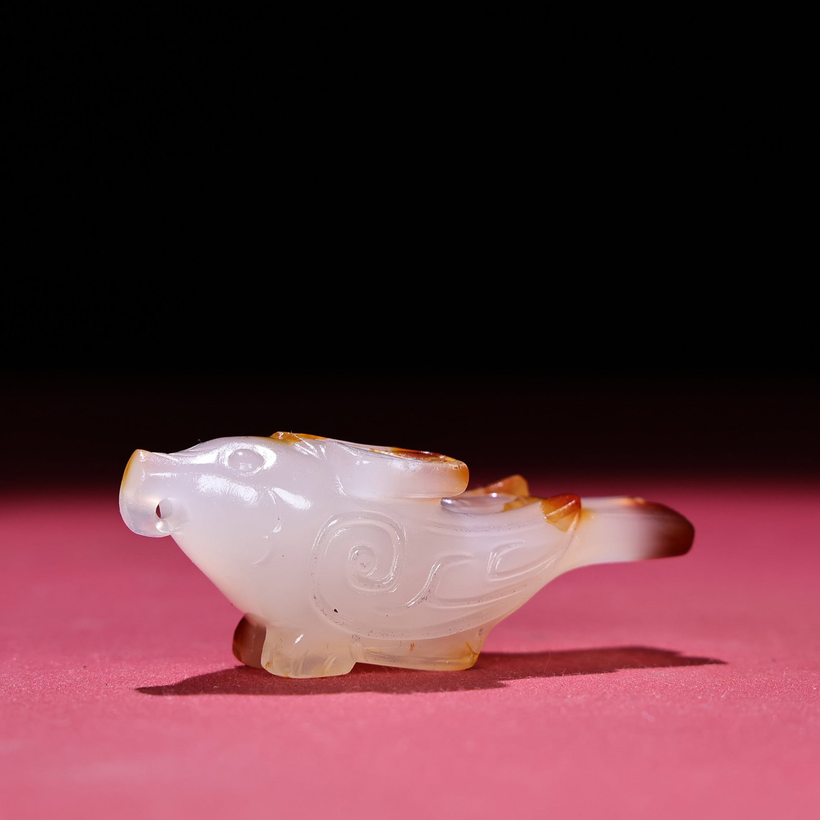 Agate Hand-Carved Pendant w Bird - 4
