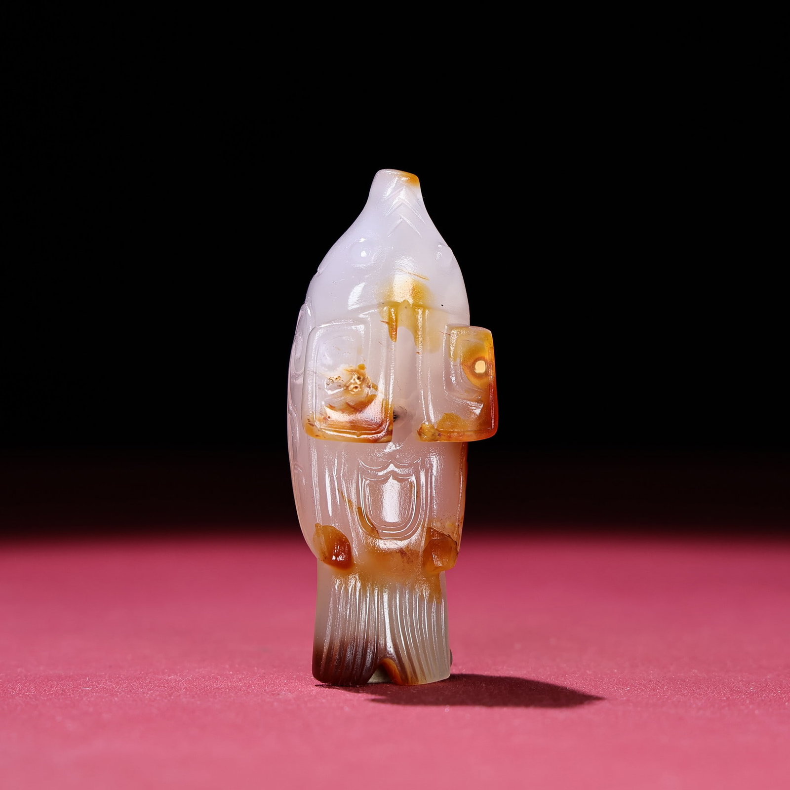 Agate Hand-Carved Pendant w Bird - 7