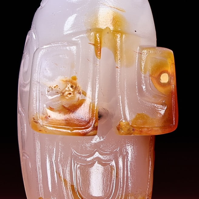 Agate Hand-Carved Pendant w Bird - 8