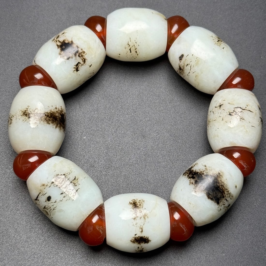 Hand Woven Hetian Jade & Agate Beads Bracelet - 2