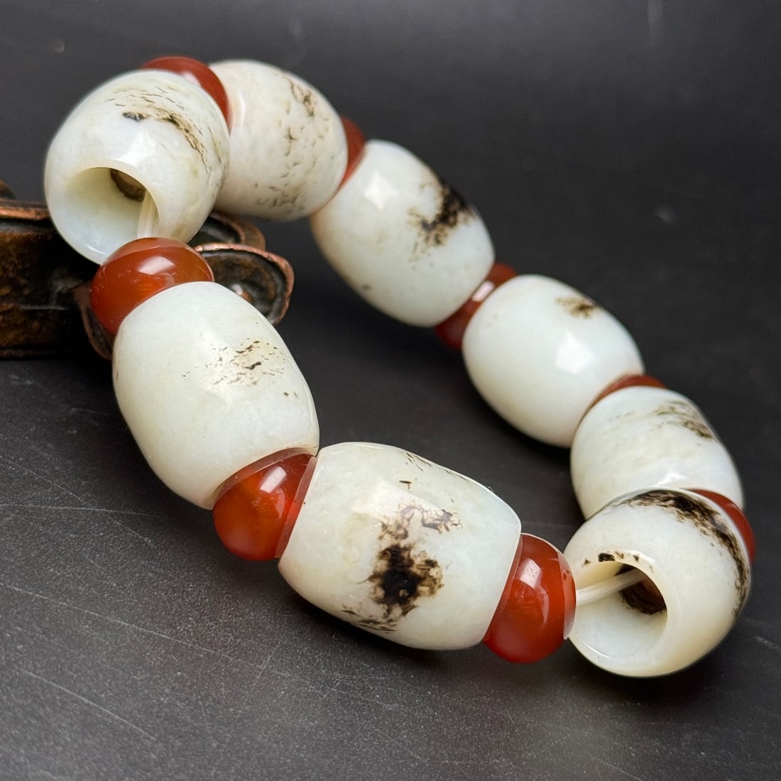 Hand Woven Hetian Jade & Agate Beads Bracelet - 3
